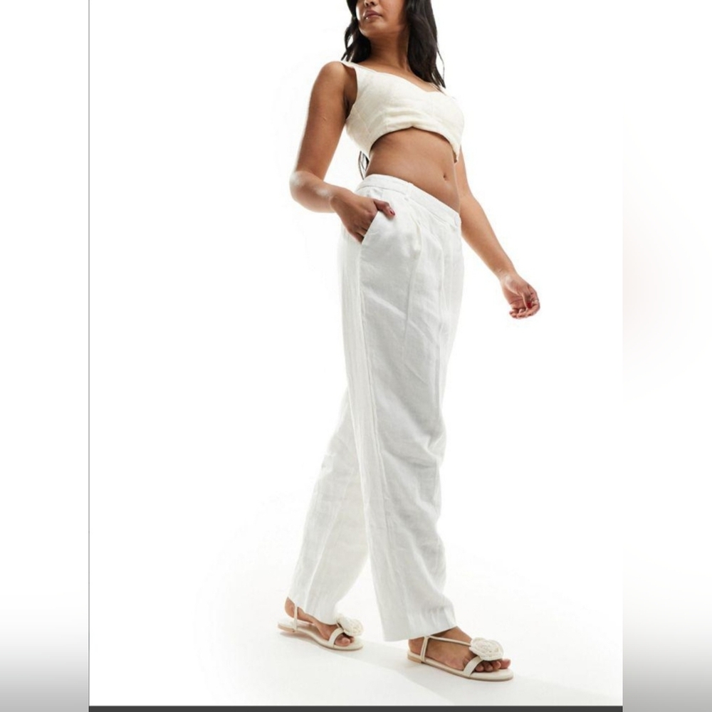Women's White Linen Trousers